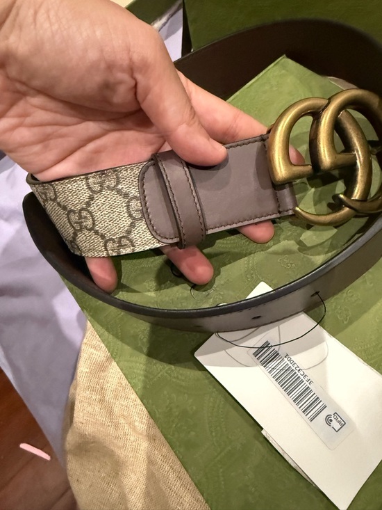 Gucci Brown Leather Belt with Antique Gold Double G Buckle 65 main image 4
